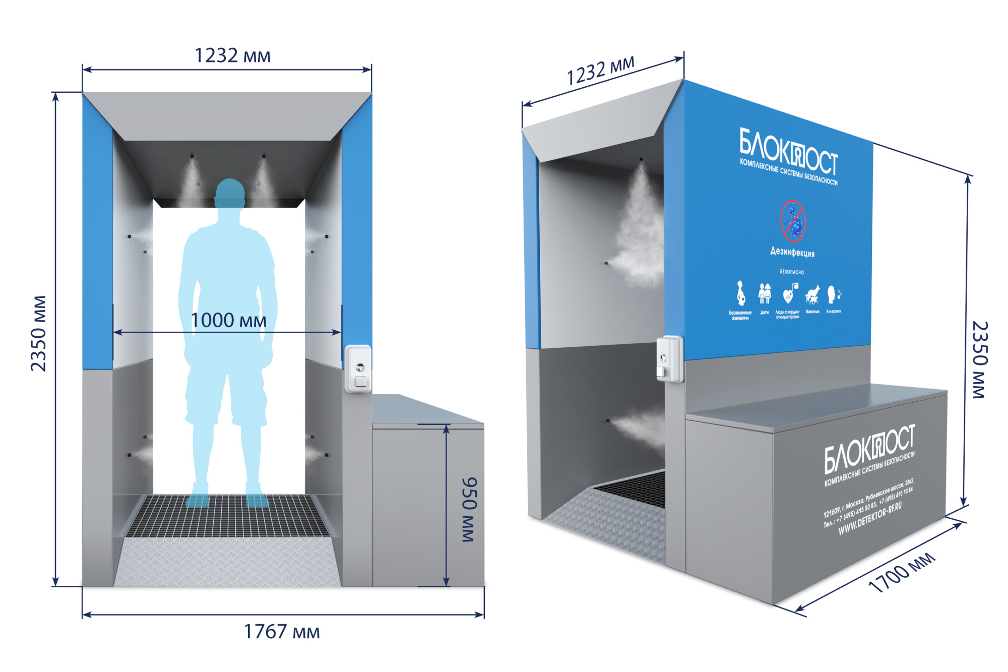 Кабина дезинфекции (форсунки) КДФ-02, максимальная комплектация